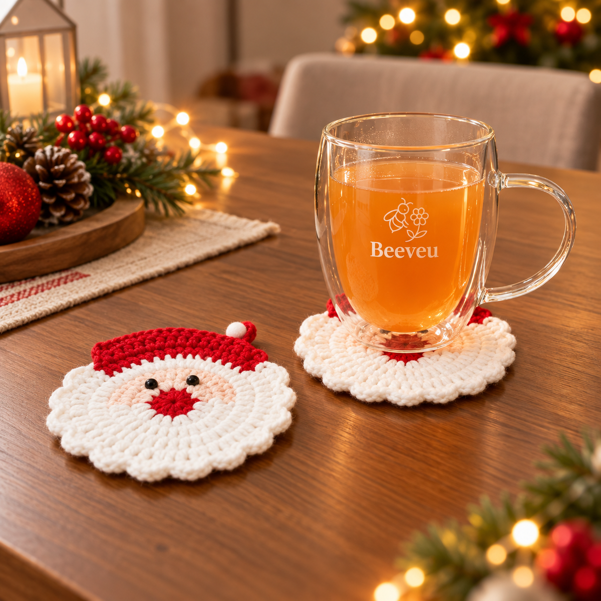 Santa Cheer™ Crochet Coaster